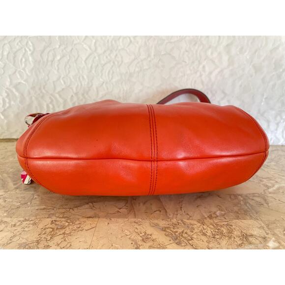 Coach Ergo Pleated hobo/soho red-orange Leather Shoulder Bag F13730 - Picture 7 of 14